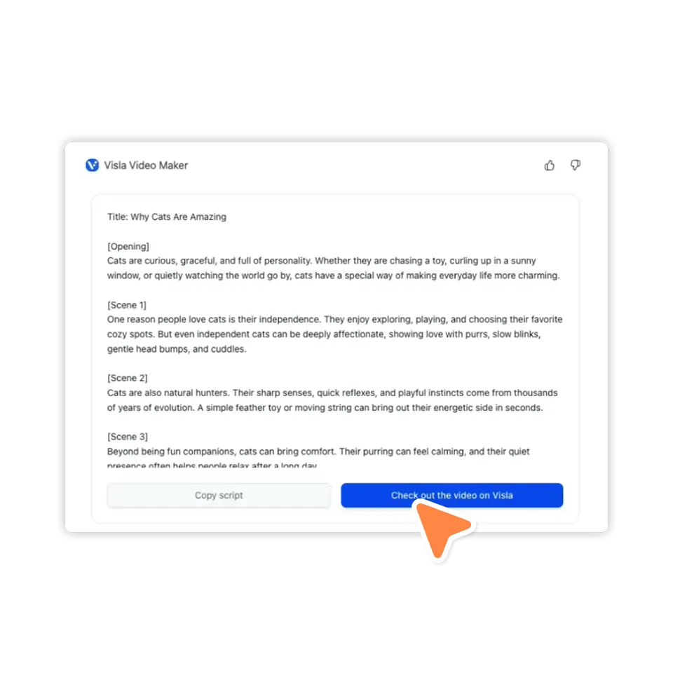 Review and revise the script in ChatGPT before generating a video with Visla
